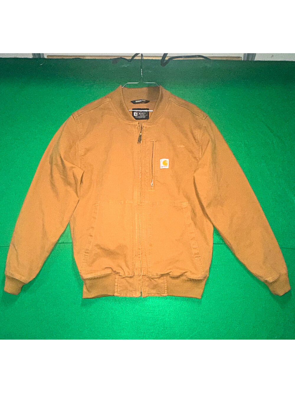 Carhartt Rugged Flex Mens Bomber Jacket Brown Full Zip Lined Relaxed Fit M
